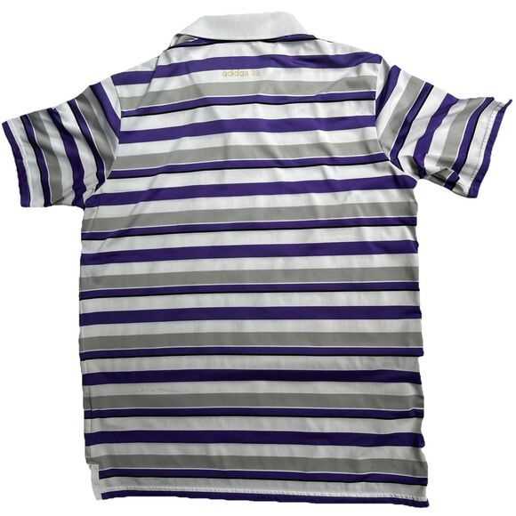 Adidas Polo Shirt Mens Purple Stripe Golf Outdoor Activewear Size L - Picture 3 of 3